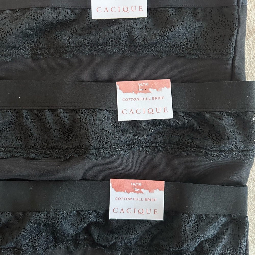 Cacique Black Cotton Full Briefs lot is 3
